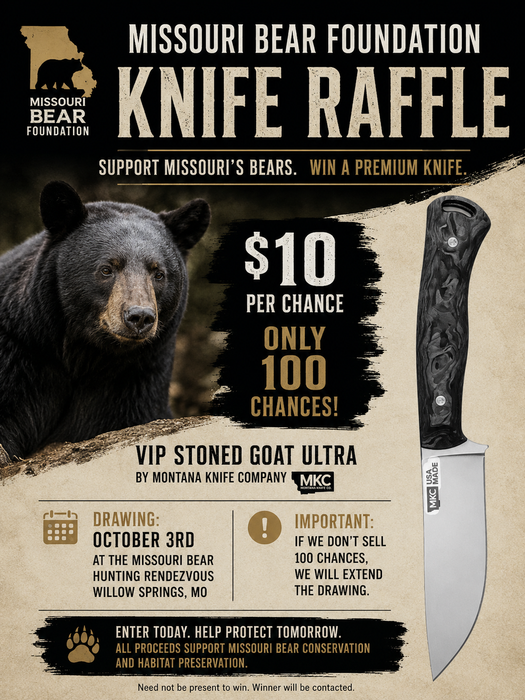 Knife Raffle Entry Donation — MKC VIP Stoned Goat Ultra