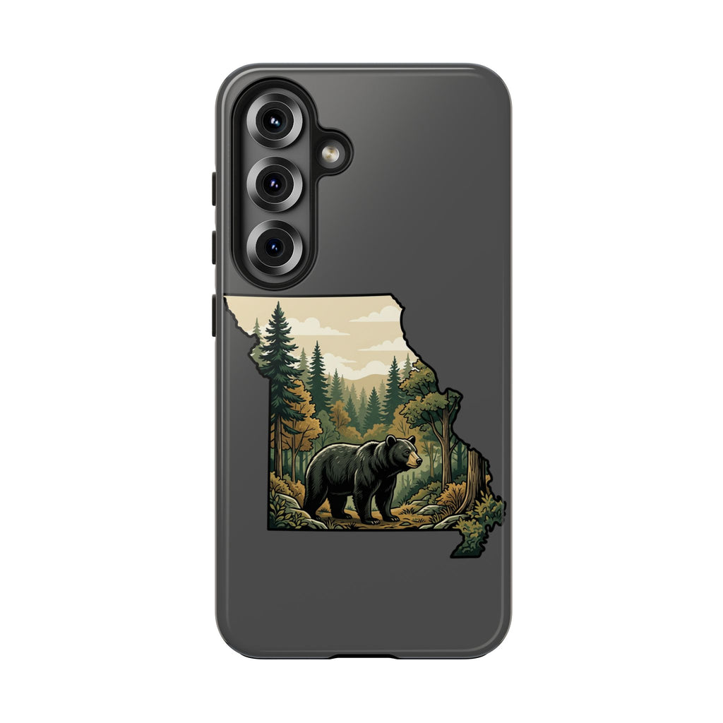 Bear Wilderness Missouri Phone Case — Tough Protective Phone Case with Forest State Silhouette