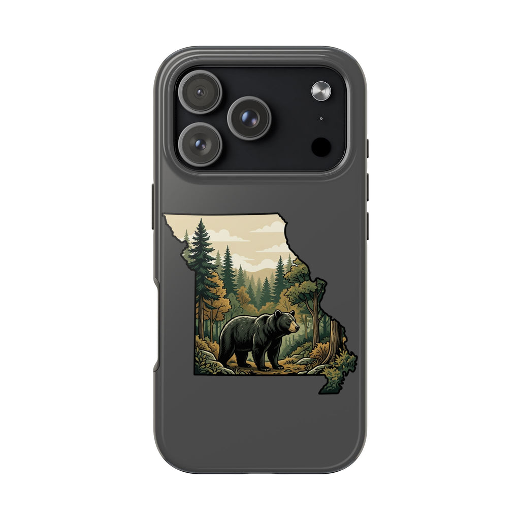 Bear Wilderness Missouri Phone Case — Tough Protective Phone Case with Forest State Silhouette